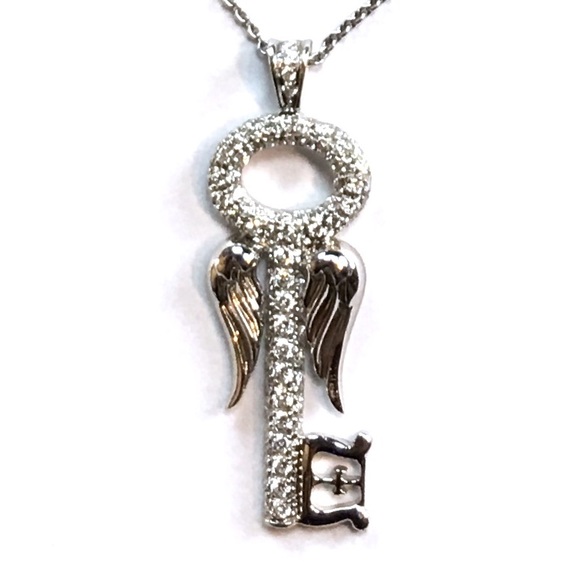 RARE 18K THEO FENNELL DESIGNER VS DIAMOND WING ANGEL KEY PENDANT NECKLACE CHAIN - Picture 5 of 5